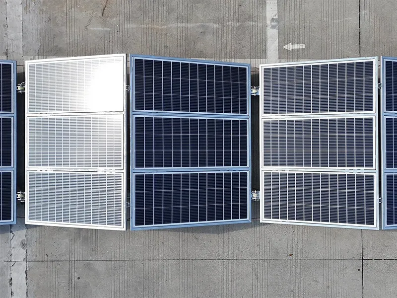 Container inside the folding solar panels unfolding effect show pictures